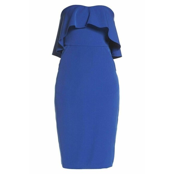 Chelsea28 Womens Blue Ruffle Strapless Dress 6 - Picture 6 of 6